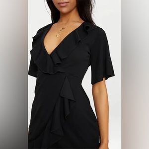 black frill detail pleated skater dress Black Frill Detail Pleated Skater Dress Dresses